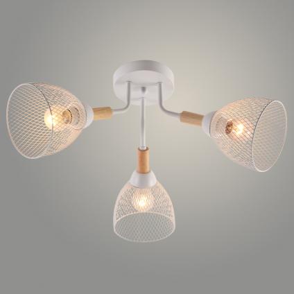 Люстра XA1574/3 WH+WOOD белый 3х60W E27 d550 h265, HN24
